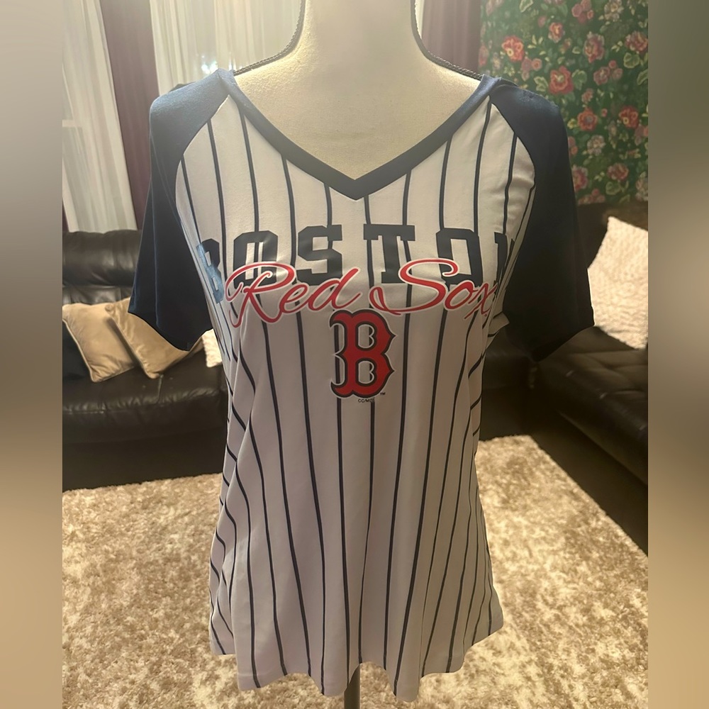 Women’s Boston Red Sox Concepts Sport White Reel Pinstripe Top